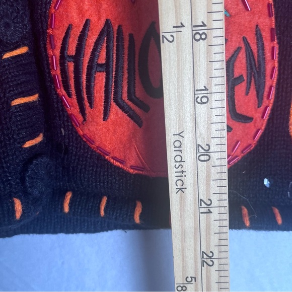 Halloween Pumpkin Sweater Vest Womens Small Appliqué Sequins Festive Holiday - Picture 6 of 8